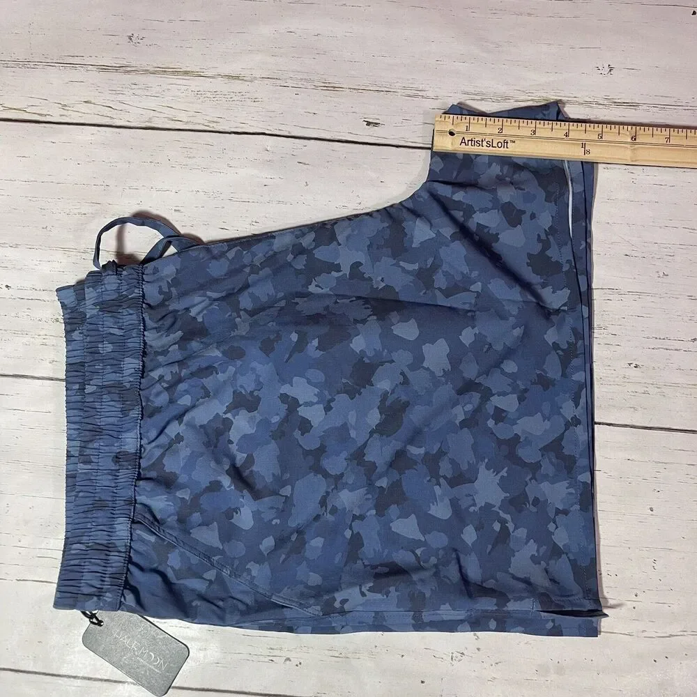 Half Moon By Modern Movement Mens XL Blue Camouflage Swim Trunks Stretch NWT